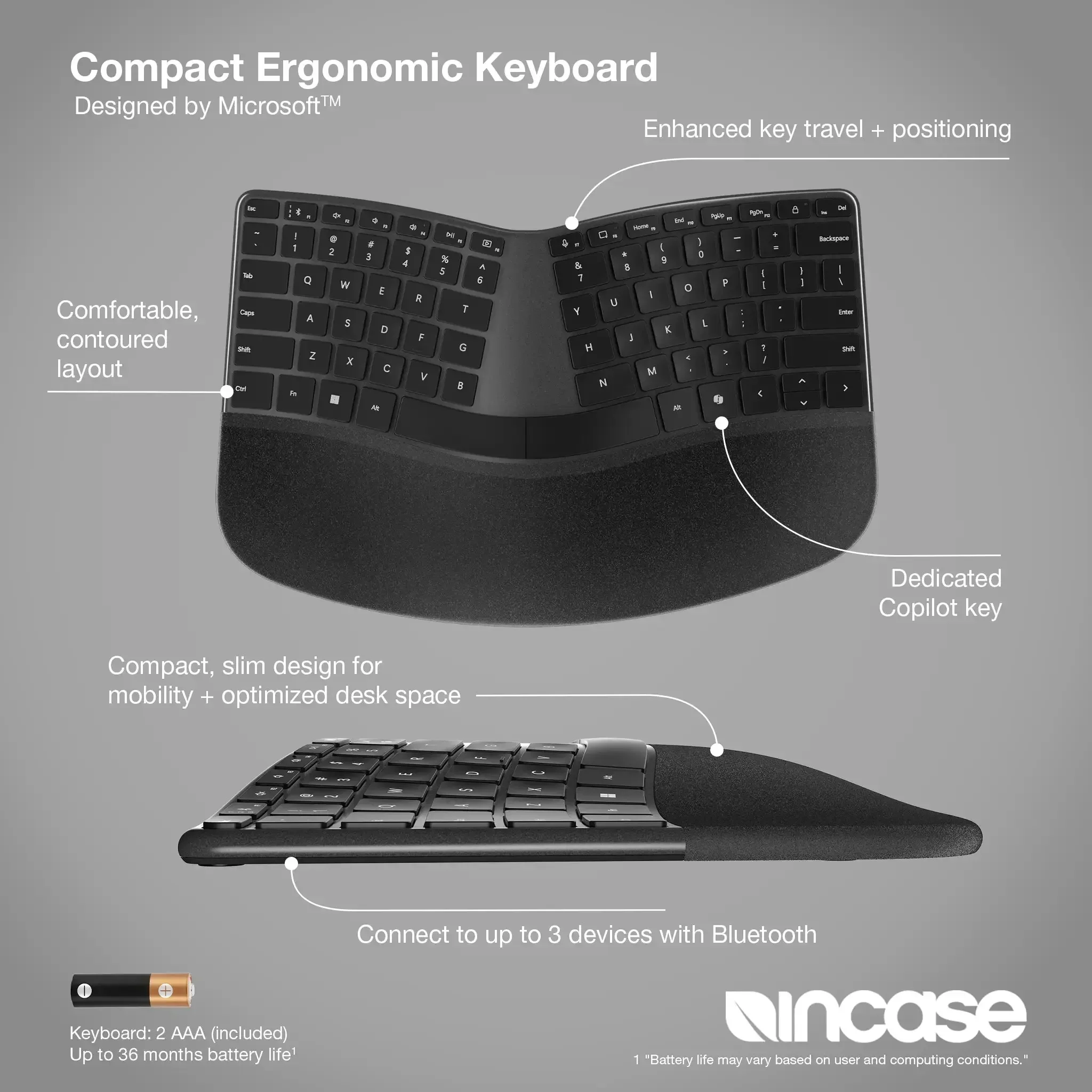 Incase Designed by Microsoft™ Compact Ergonomic Keyboard - Image 3